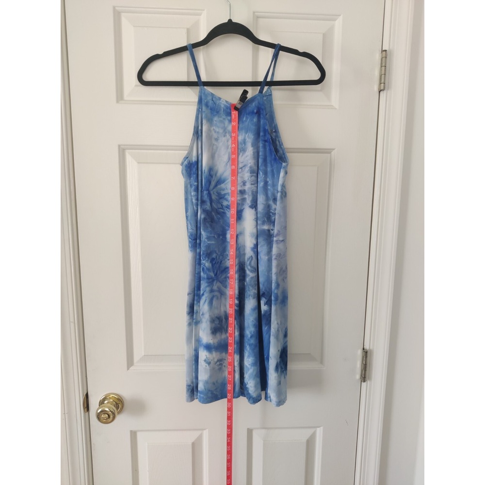 WallFlower Blue Tie Dye Halter Mini Dress with Tassels Womens Small - Picture 3 of 9